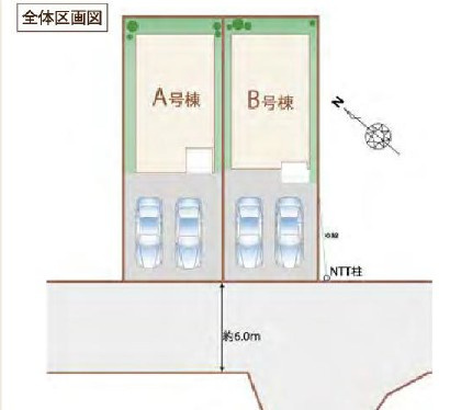 所沢市中新井22期　全2棟　新築戸建　ハートフルタウンの区画図|令和8年6月9日撮影。
