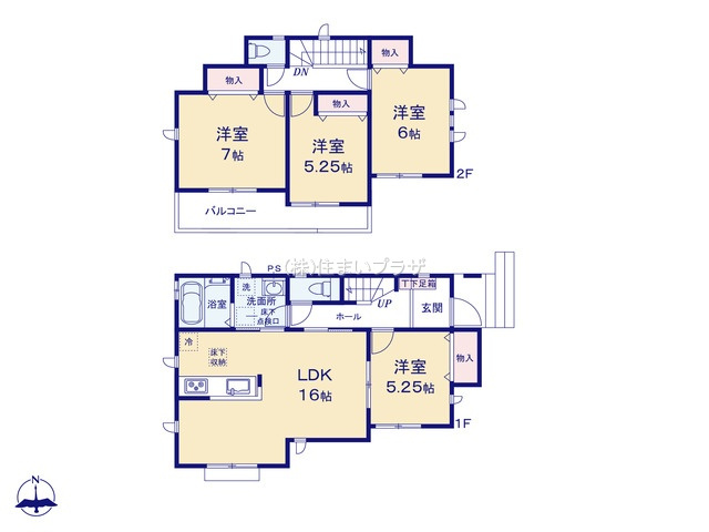 仲介手数料無料）一宮市萩原町戸苅７番A号棟の間取り