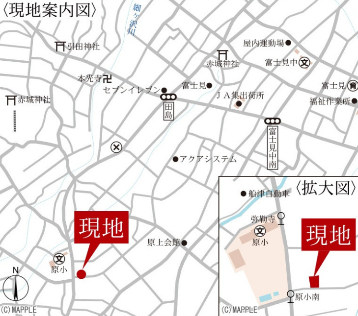 【新築】前橋市富士見町原之郷第９　限定１棟　リーブルガーデン　新築建売の地図