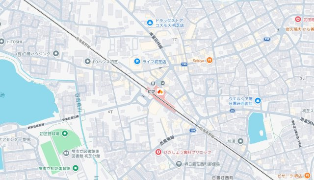 堺市東区日置荘西町　新築一戸建ての地図