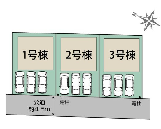 狭山市水野　全3棟　新築戸建の区画図