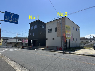 【前面道路含む現地写真】 | 【府中町浜田本町】駐車2台可×1階18帖LDK＆和室のある省エネ住宅♪暮らし良い立地