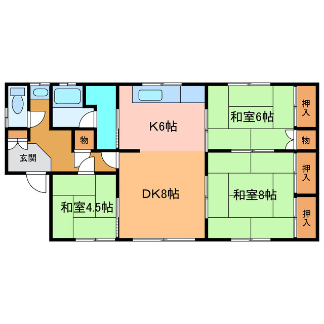 西14北8貸家（7-7）の間取り
