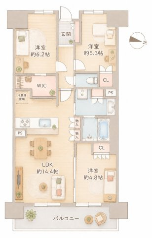 ル・サンク守口の間取り|間取り図はいかがですか？ご希望を叶える間取りですか？リビングの広さは？水回りの位置は？カウンターキッチン？など色々な情報が集約されています。弊社ではリフォームなどのご相談も承っております。