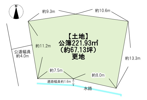 天理市中山町　売土地の土地図|建築条件なし・お好きなハウスメーカー・工務店で建築できます。