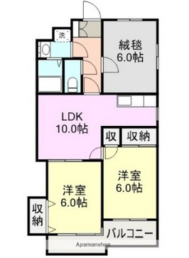 【間取り】 | 御殿場市中山 売三棟マンション ES06126 | 御殿場市中山　B棟間取り一例