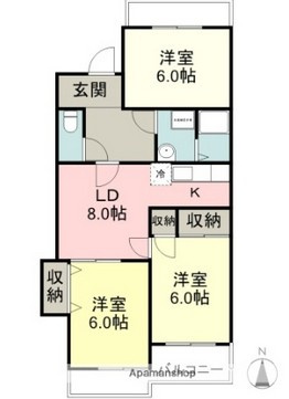 【間取り】 | 御殿場市中山 売三棟マンション ES06126 | 御殿場市中山　C棟間取り一例