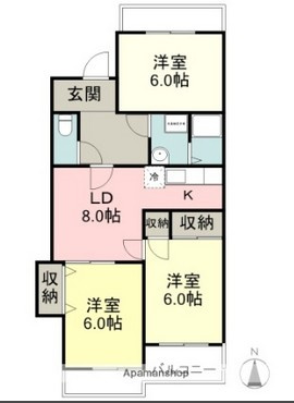 【間取り】 | 御殿場市中山 売三棟マンション ES06126 | 御殿場市中山　A棟間取り一例