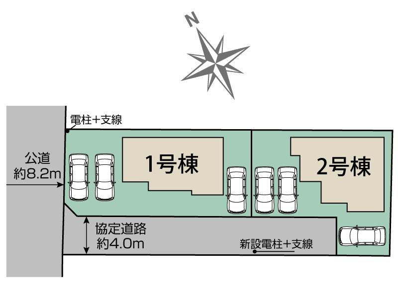 BLOOMING GARDEN　本庄市小島南1丁目の区画図|図面と現況が異なる場合、現況を優先とします。【2号棟】