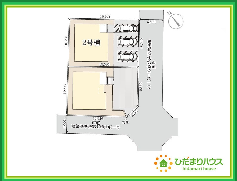いわき市自由ケ丘4期　新築戸建　2号棟の区画図|病院やスーパー・薬局が近く、お買い物にも便利な住環境は、長く快適に暮らせます(^^)/