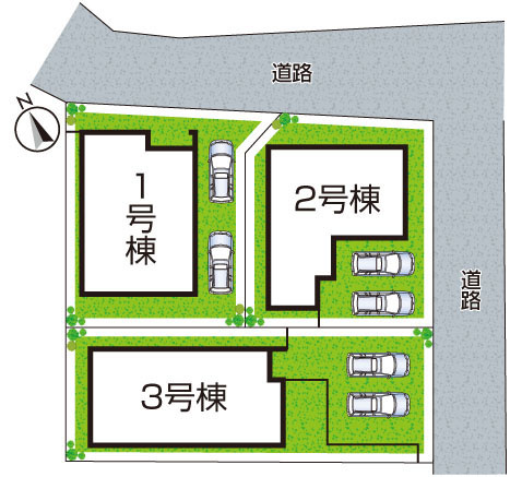 西宮市五月ケ丘　第2期　新築一戸建ての区画図|全3区画