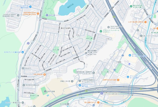 神戸市北区鹿の子台南町　第2期　新築一戸建ての地図