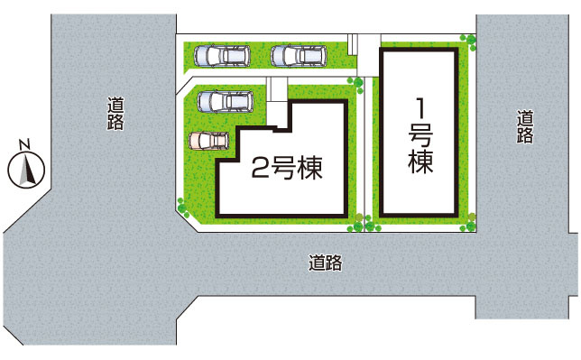 神戸市北区鹿の子台南町　第2期　新築一戸建ての区画図|全2区画