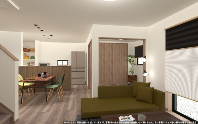 【完成予想図】 | 【LDK　イメージパース】
※画像は設計図面を基に作成したイメージです。
