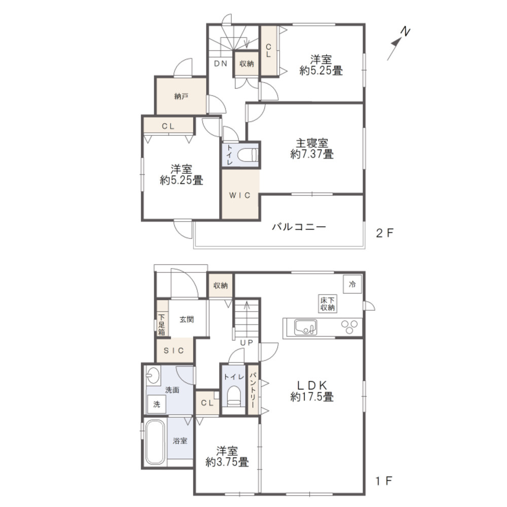 岡山市中区江並　戸建ての間取り|4LDK＋WIC＋SC付きの間取です。