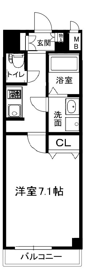 大阪市中央区徳井町２丁目の賃貸マンションの間取り