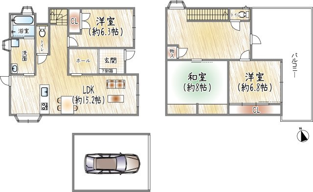生駒郡三郷町東信貴ケ丘の間取り