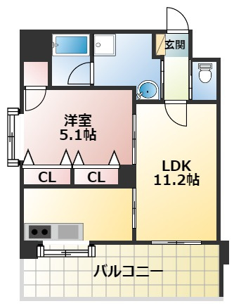 熊本市中央区船場町下１丁目の賃貸マンションの間取り