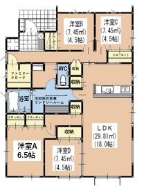 朝倉市甘木の新築一戸建の間取り