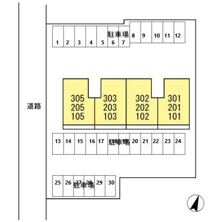熊本市東区下江津８丁目のアパートの区画図