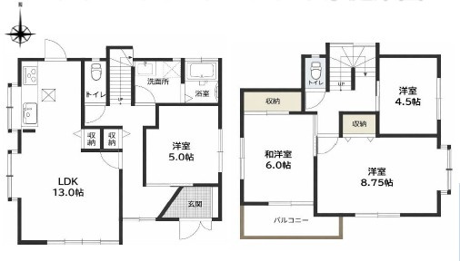 入間市高倉5丁目　中古戸建の間取り