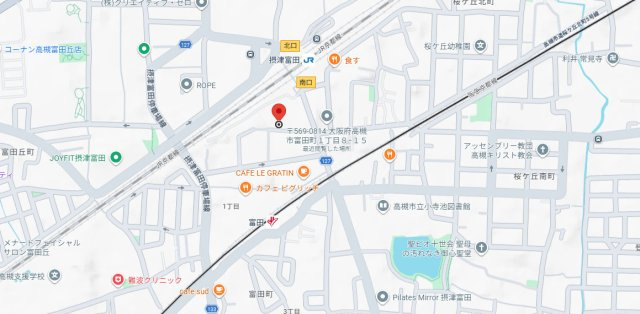 高槻市富田町１丁目の賃貸マンションの地図