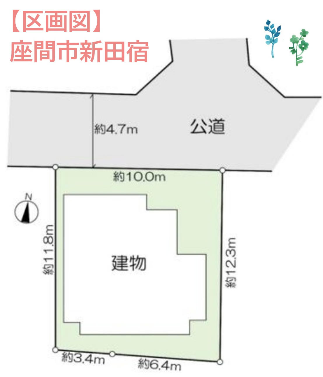 座間市新田宿　中古戸建　36.39坪の区画図|カースペースには２台駐車可能です！（車種による）
駅までは平坦な道のりで、自転車もらくらく♪
