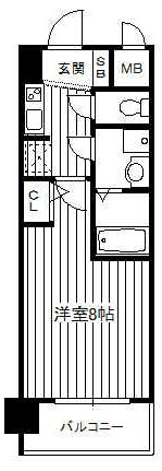大阪市中央区松屋町住吉の賃貸マンションの間取り