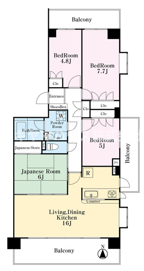 【間取り】 | よこすか・四季の街パークヒルズそよ風の丘５番館