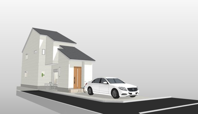 紫竹上竹殿町　建築条件付土地　新築参考プラン　の外観パース|【新築参考プラン/外観/イメージパース図】
自由設計につき間取りの変更可能！
外観や内装のお色味もお選びいただけます！
【新築参考プラン：建物価格2000万円、建物面積93.15㎡ 】