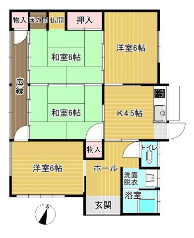 峰坂町平屋戸建ての間取り