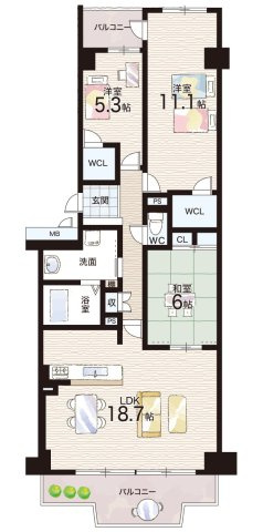 須磨パークヒルズF棟の間取り