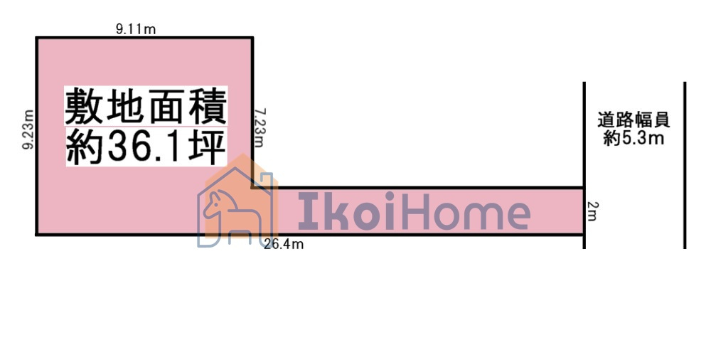 明石市日富美町　土地の土地図|●年中無休：当日予約可●間口は狭いですが敷地は36.1坪ございますので、建物建築部分は25坪あります