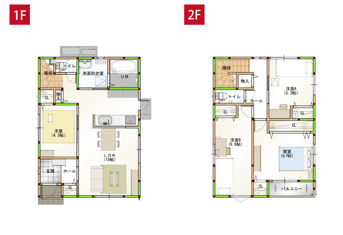 一宮中町9　新築戸建住宅の間取り|4LDK＋全室収納付き！家族でゆったり暮らせる使いやすい間取りです。