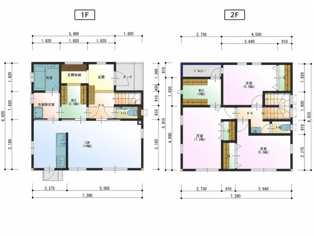 「駅やスーパー近く」高知市大津甲1号棟　新築一戸建ての間取り|玄関収納～クローゼット～LDK～水回りと快適な動線です！