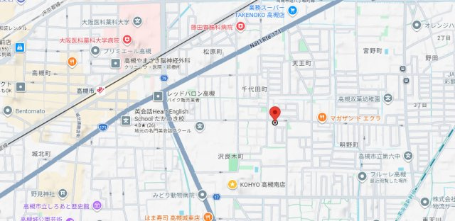 高槻市沢良木町の賃貸マンションの地図
