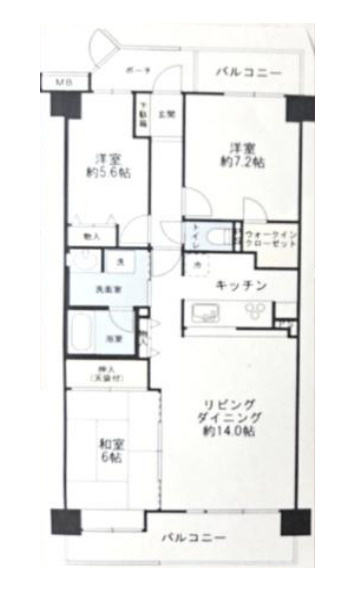 サンマンション北本2号館の間取り|【サンマンション北本2号館】・3LDK・専有面積78.60m2・バルコニー面積3.3m2