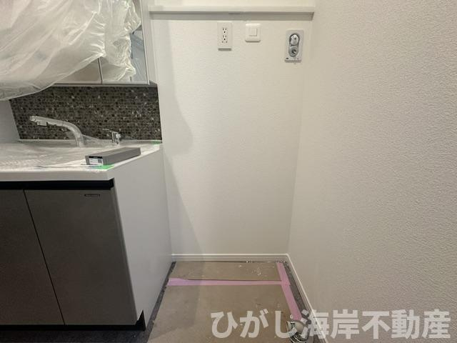茅ヶ崎市南湖3丁目　新築戸建　全2棟のランドリースペース|6月5日撮影　建築中　洗濯機置場