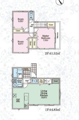 茅ヶ崎市南湖3丁目　新築戸建　全2棟の間取り|南向き　３LDK