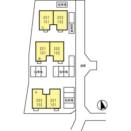 セジュール宮小路A棟の区画図