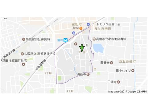 高槻市富田町３丁目の賃貸マンションの地図