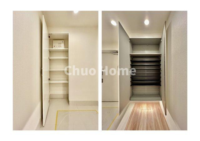 ダイナシティ雷門の玄関|【玄関】玄関には大型のシューズクローゼットを設置しておりますのでいつでもスッキリりとした空間を保てます。玄関周りを清潔に使うのはとても大事なことですよね。
