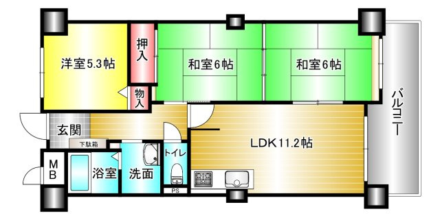 サンライズマンション岩出８の間取り