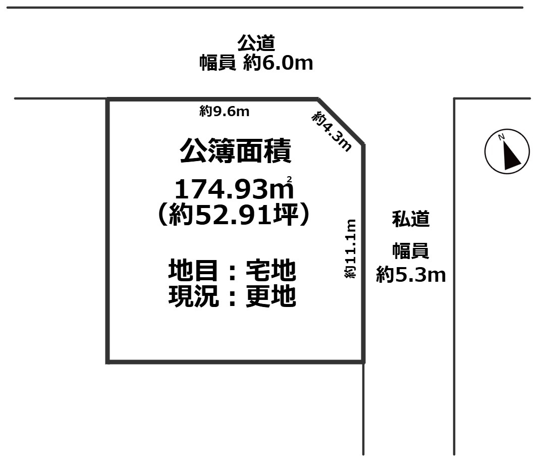 大津市唐崎1丁目52坪売地の土地図