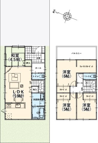 【土地図＋建物プラン例】の画像