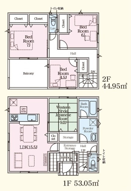 【新築戸建】　いわき市小名浜下神白第3の間取り|2号棟間取り図です