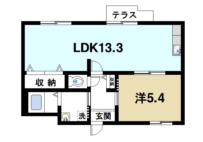 エクセルハイツ　Ｃ棟の間取り|1LDKです