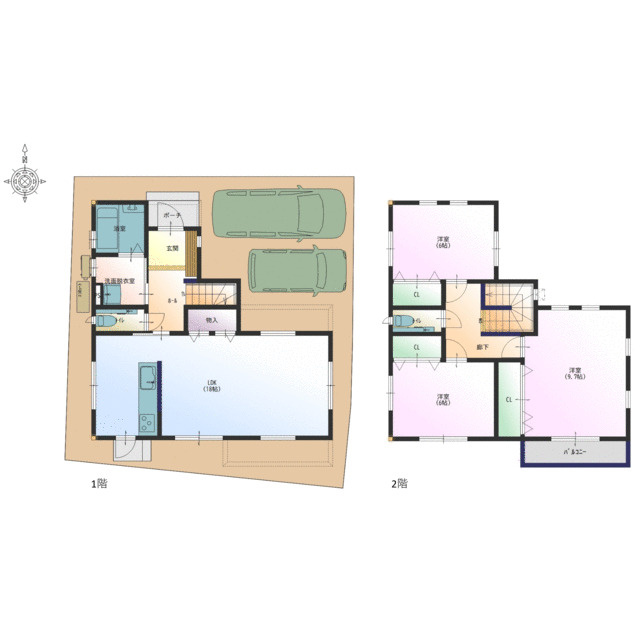 「LDK18帖」高知市大津甲2号棟　新築一戸建ての区画図|ファミリーにオススメの3LDKです☆