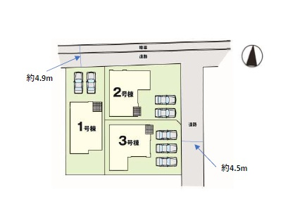 古賀市今の庄1丁目第4-3棟（1号棟）の区画図|配置図（1号棟）