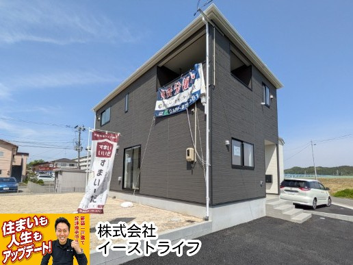 【新築戸建】　いわき市平第21　全2棟の外観|2号棟外観写真　黒を基調とした飽きのこないデザインです。